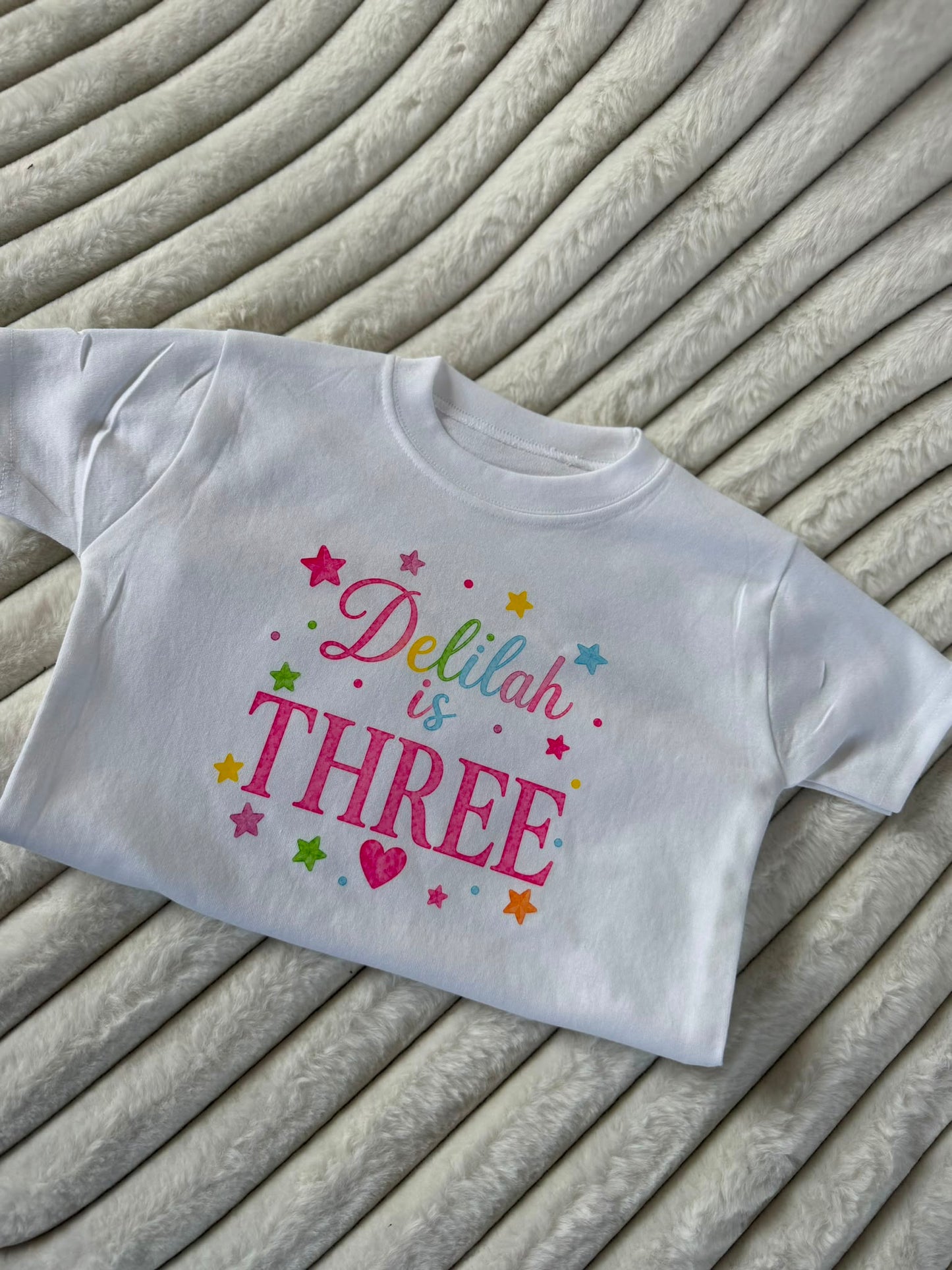 Personalised rainbow pastel colour birthday tshirt