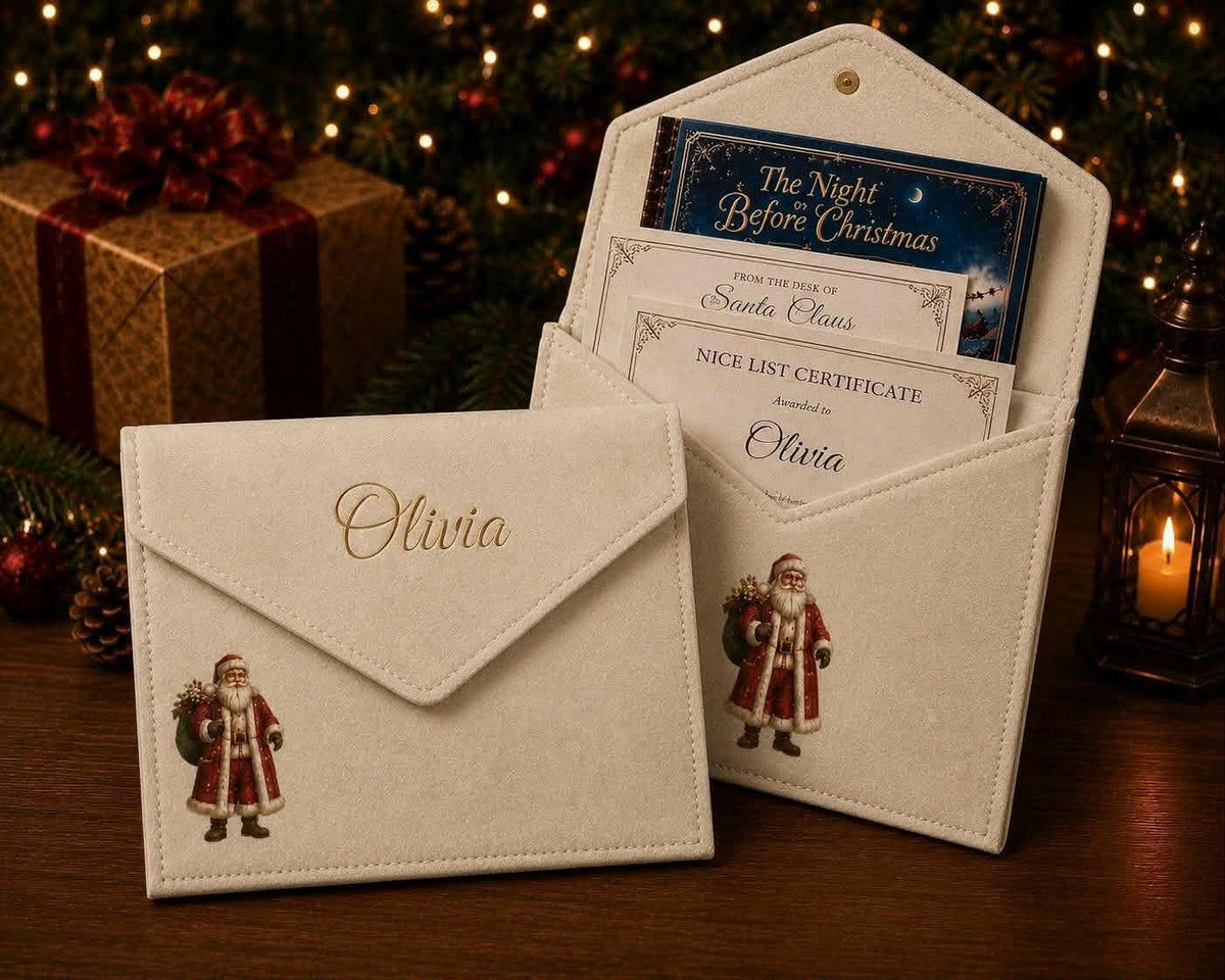 Personalised Christmas certificate/book folder envelope