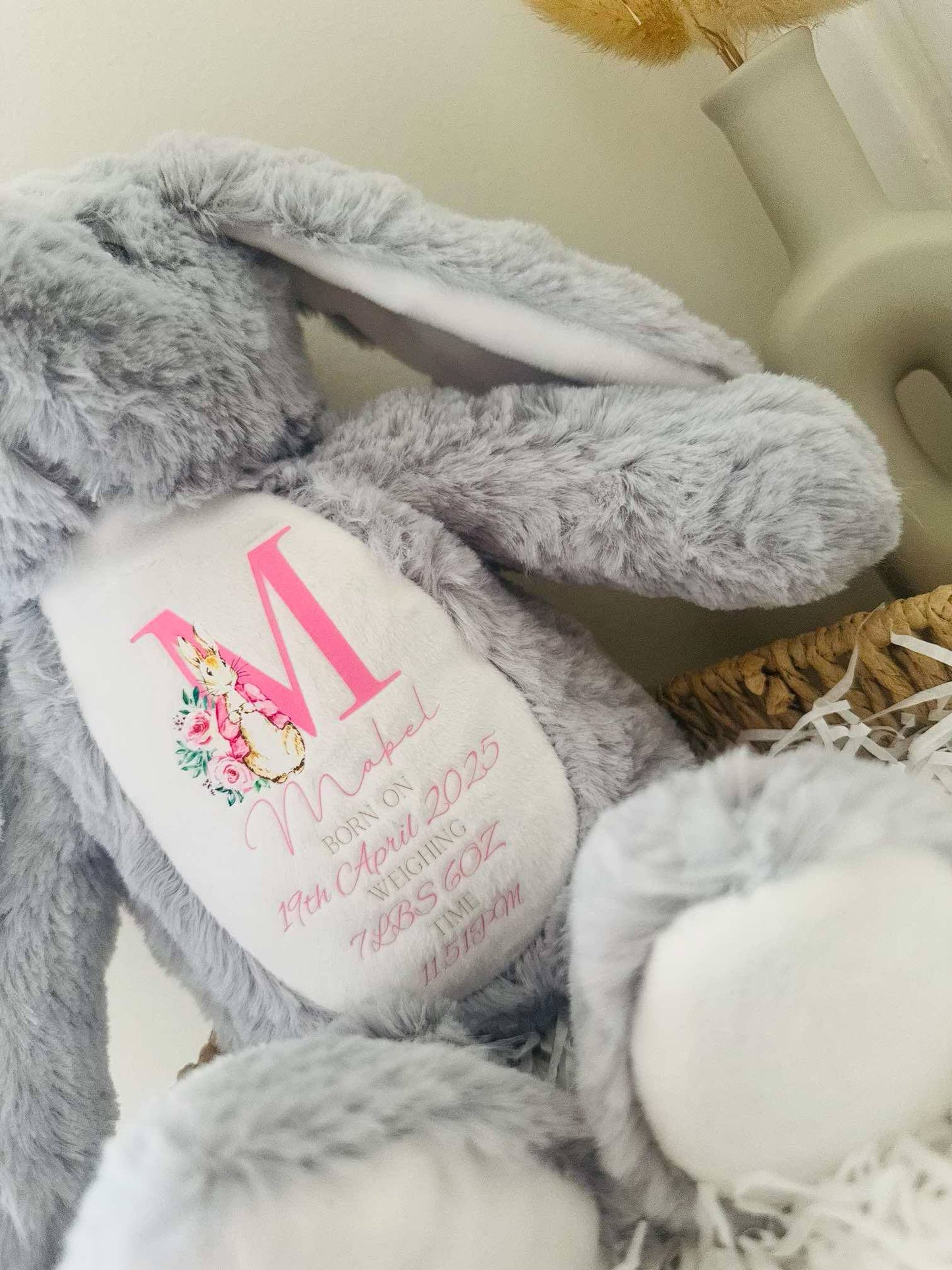 Personalised new baby teddy, personalised baby keepsake bunt