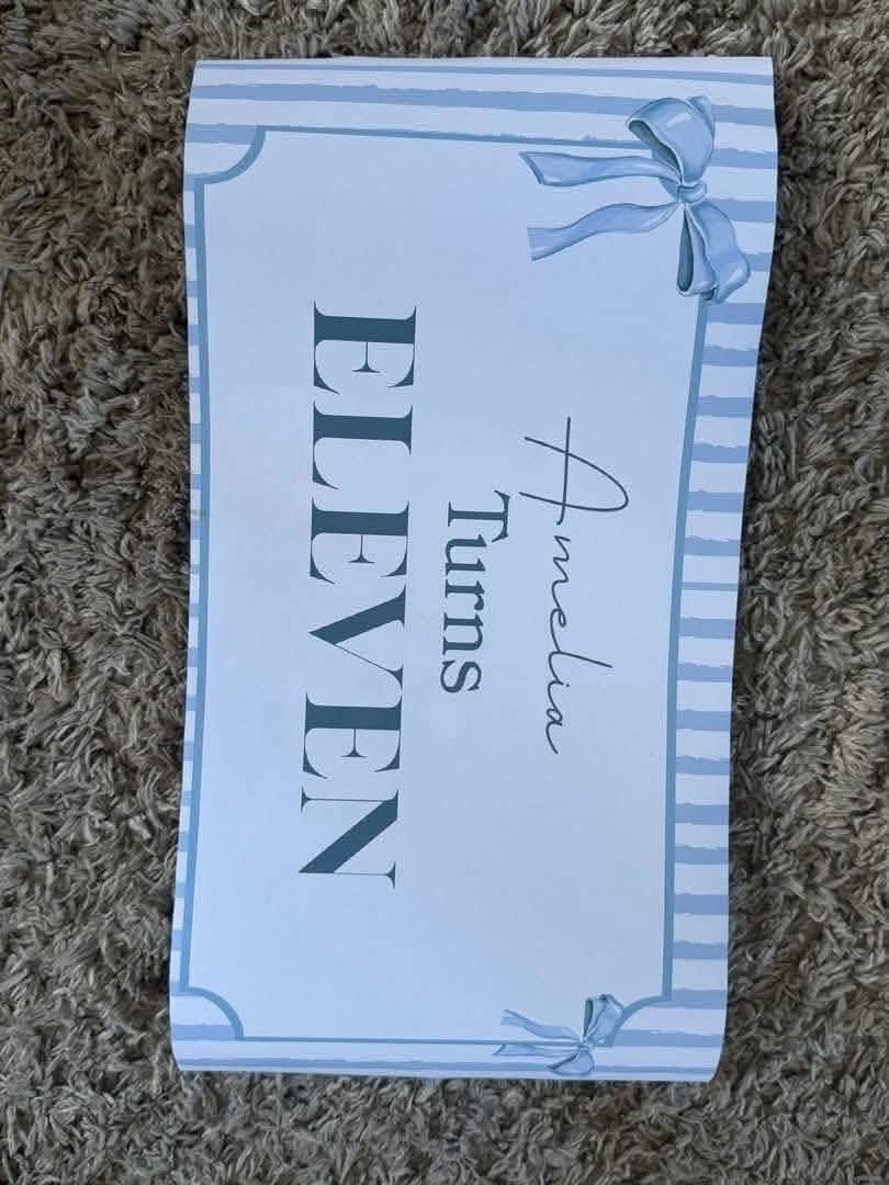 Personalised Blue Bow Birthday Banner