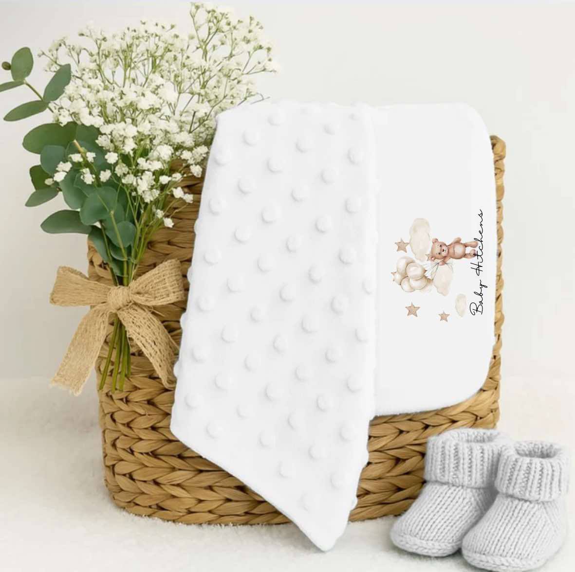 Personalised brown bear baby blanket