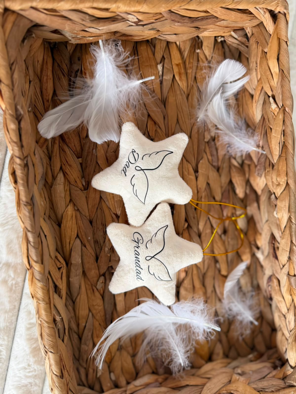 Cream felt star tree decoration memorial