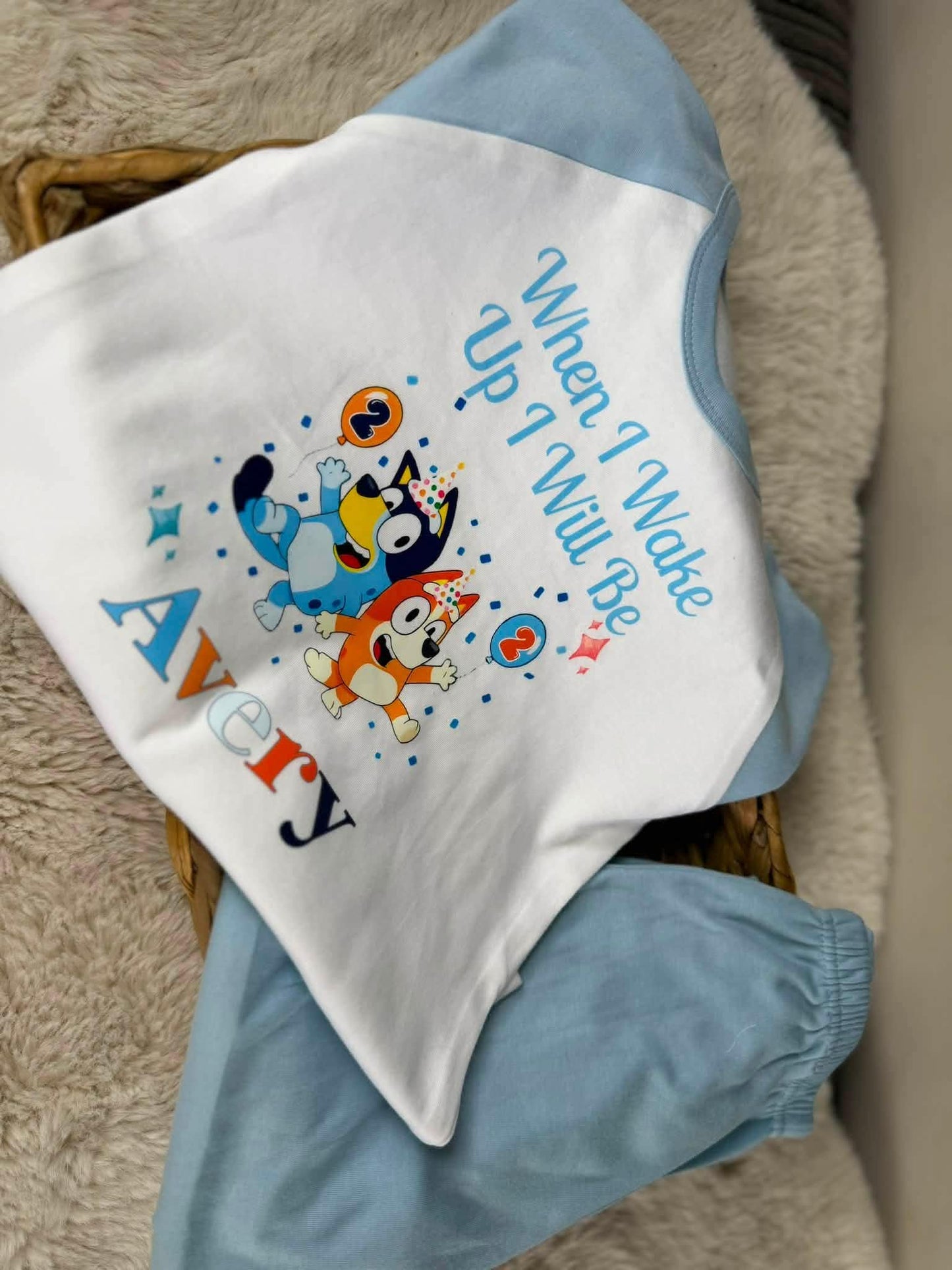 Blue/orange dog theme birthday pjs