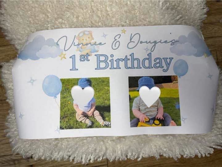 Personalised Blue Cloud Picture Birthday Banner