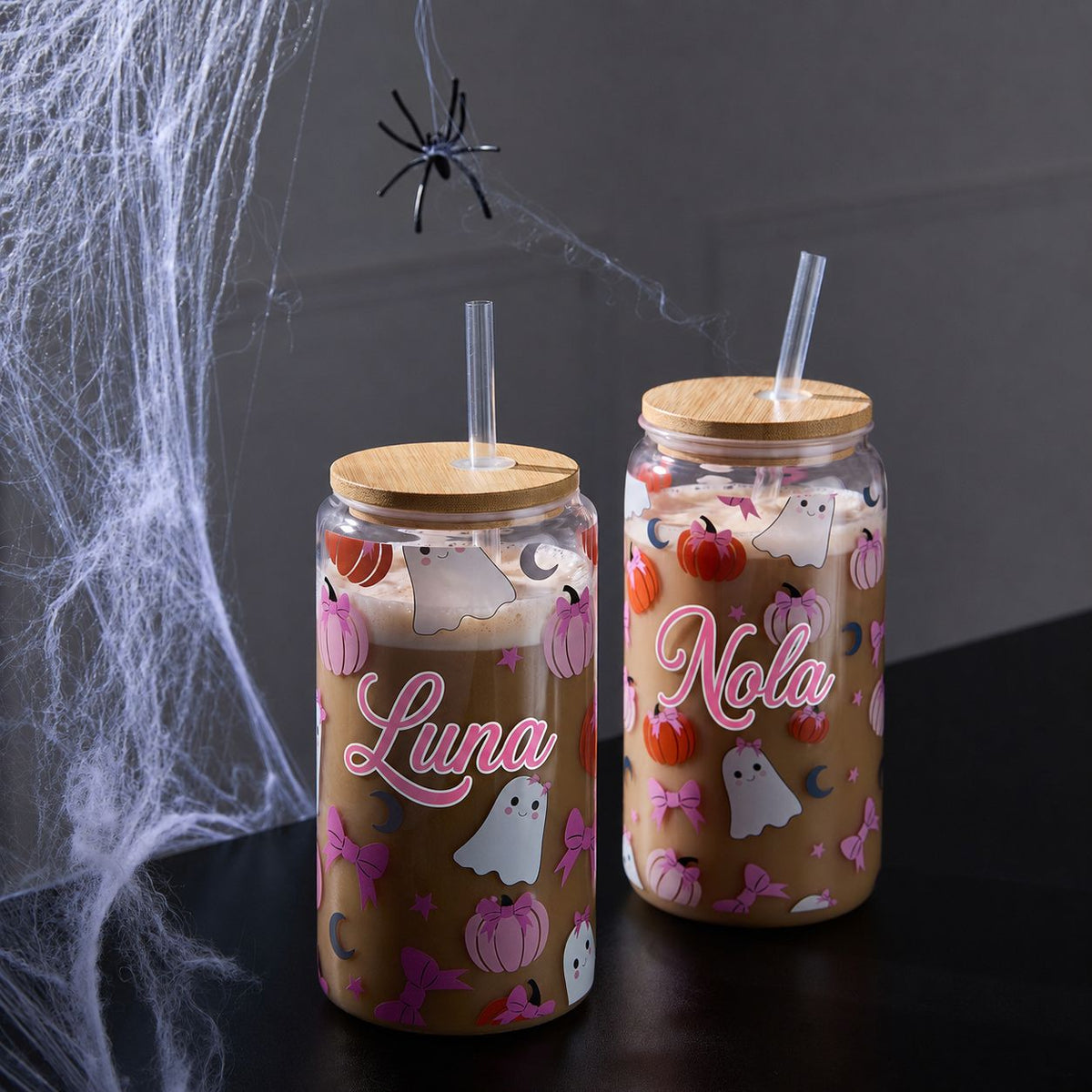 Pink ghost plastic cans personalised
