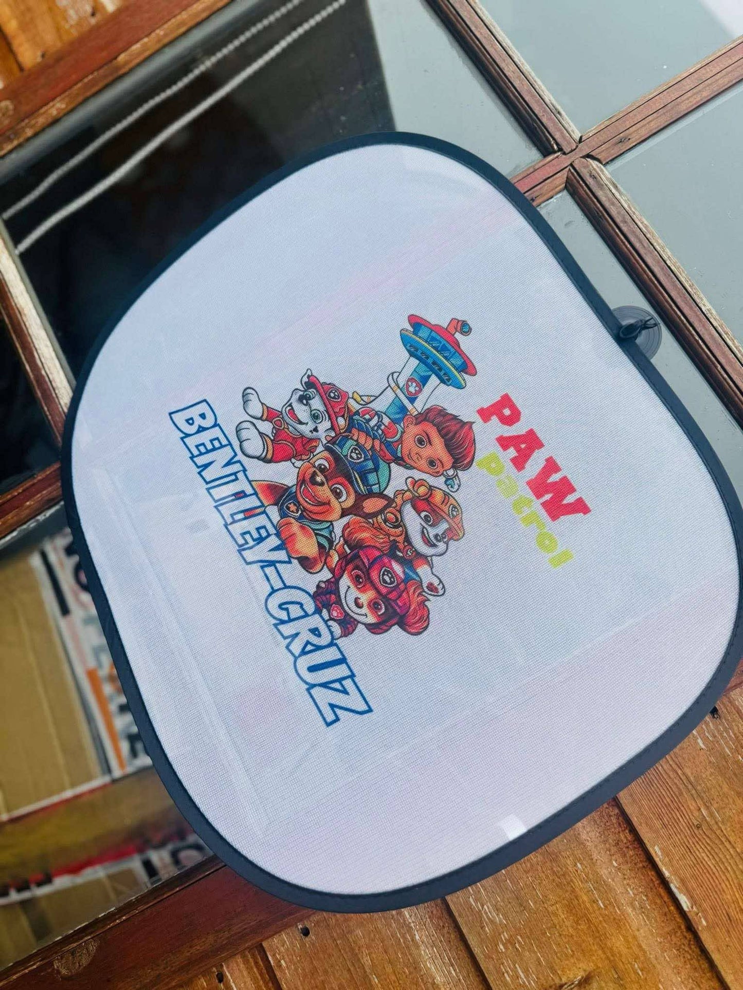 Personalised paw patrol car sun shade