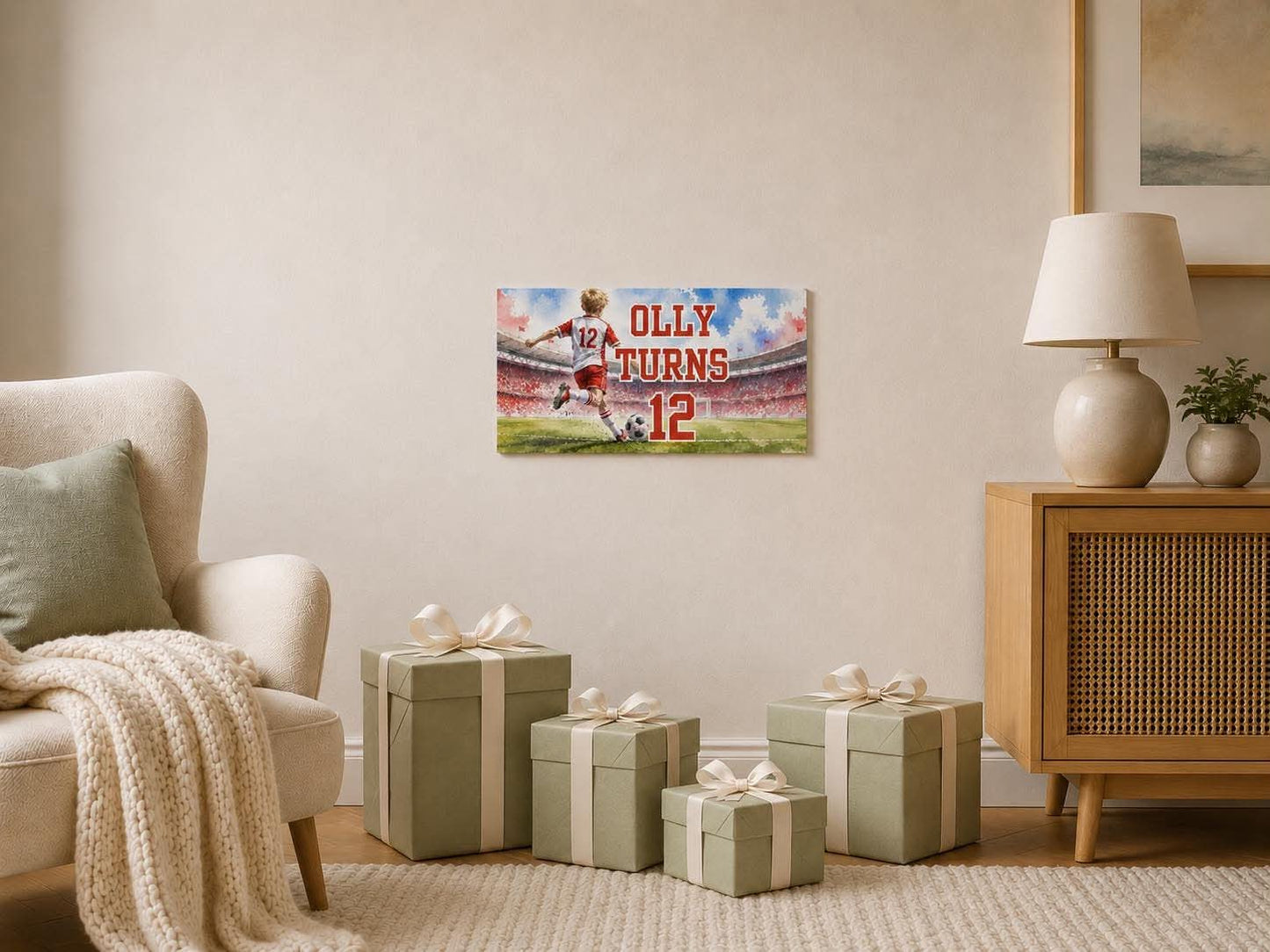 PERSONALISED FOOTBALL THEME BIRTHDAY BANNER