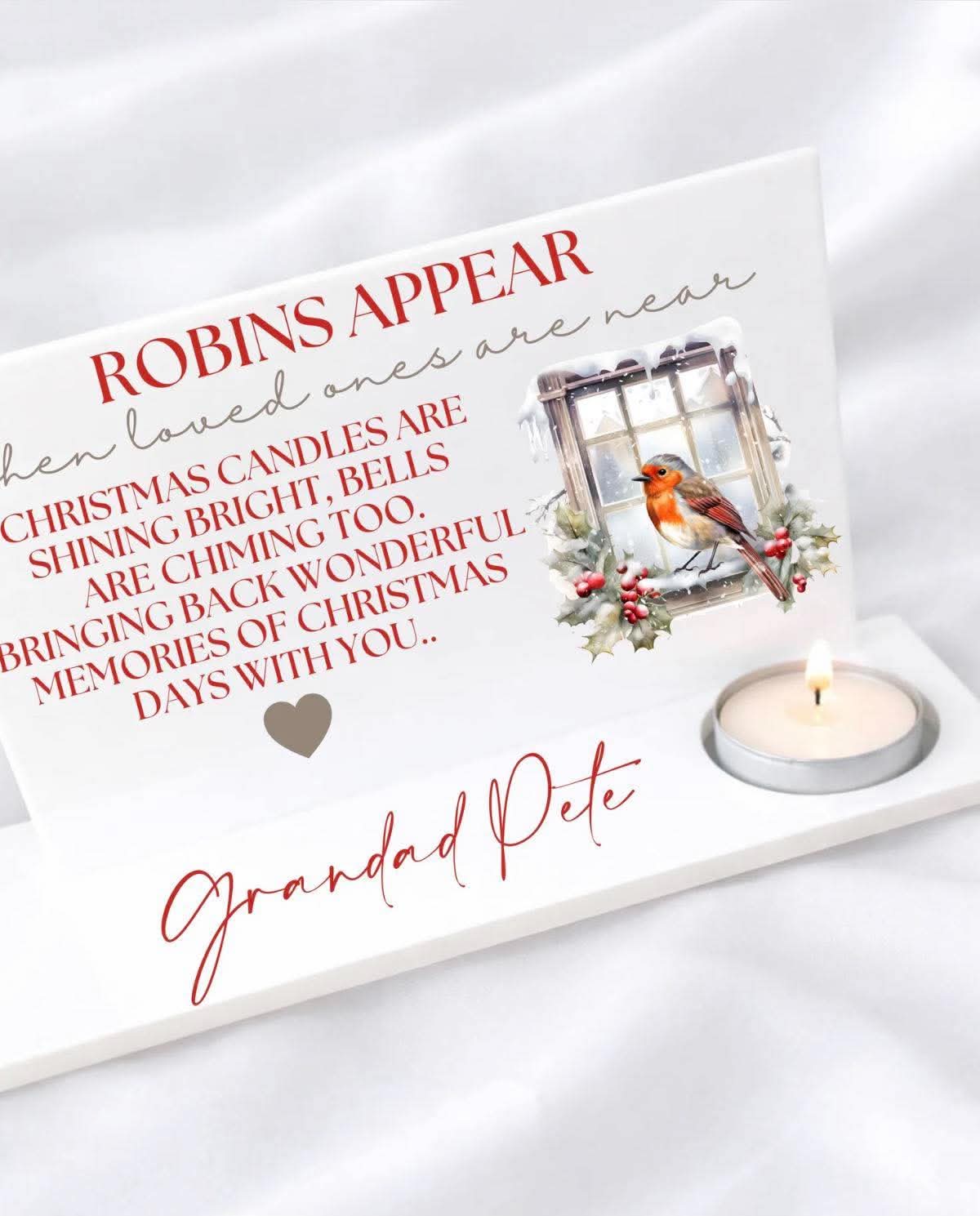 Robins appear tea light holder