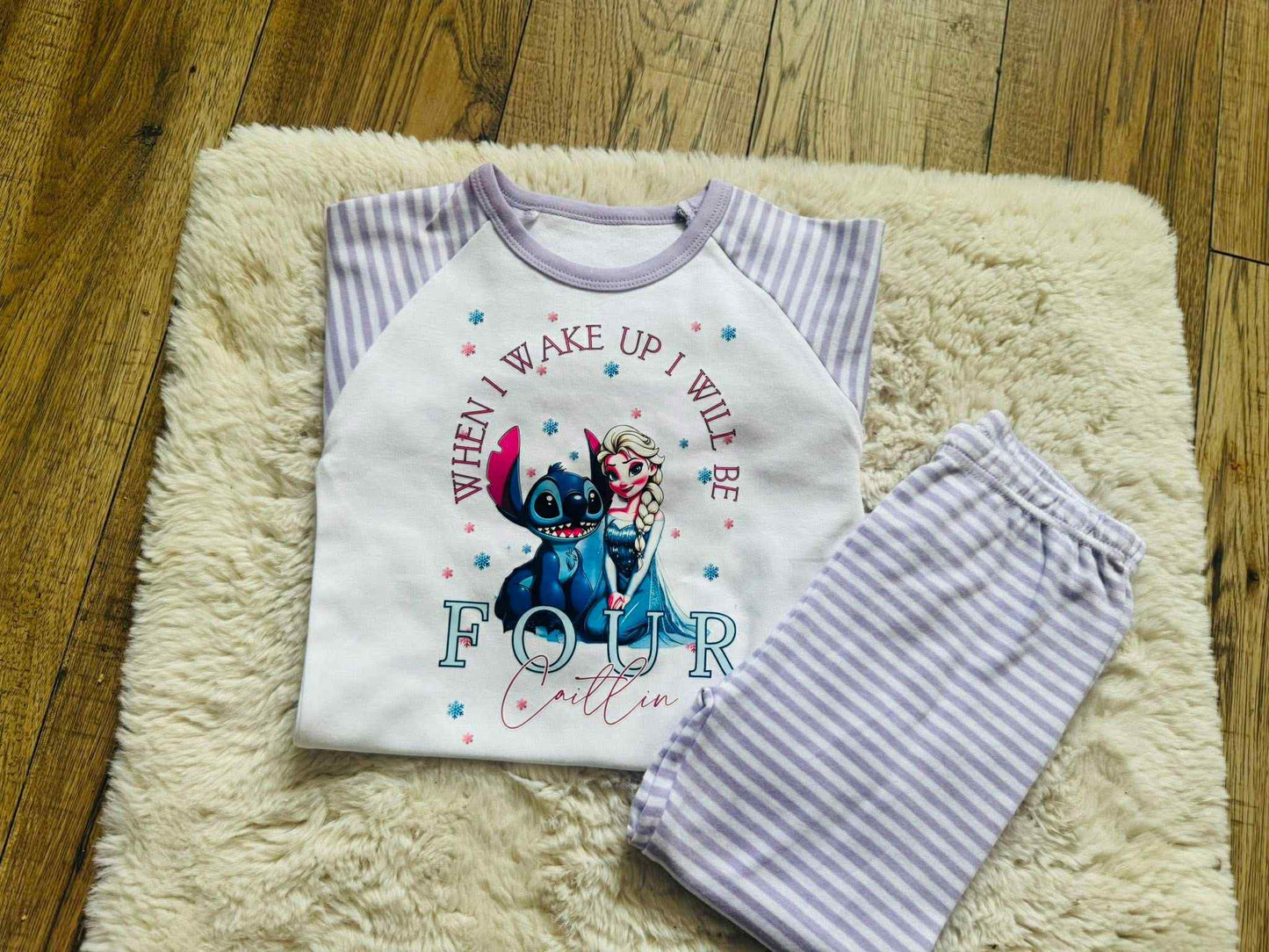 PERSONALISED ELSA/STITCH THEME STRIPED PJS