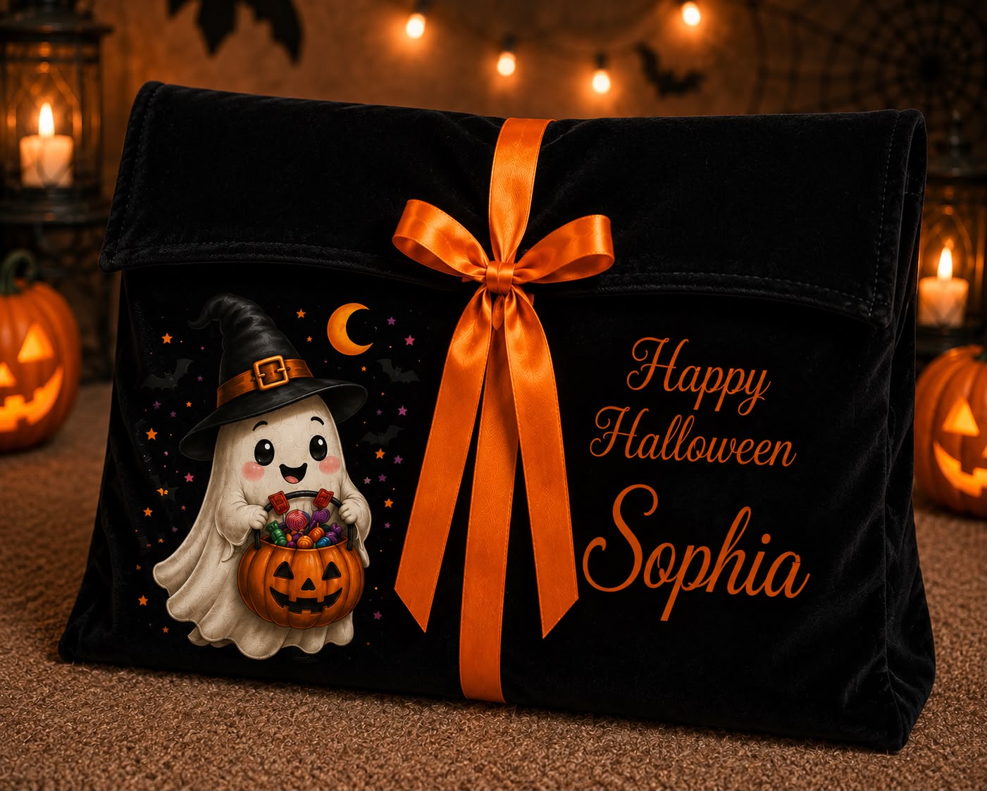 Black personalised Halloween envelope