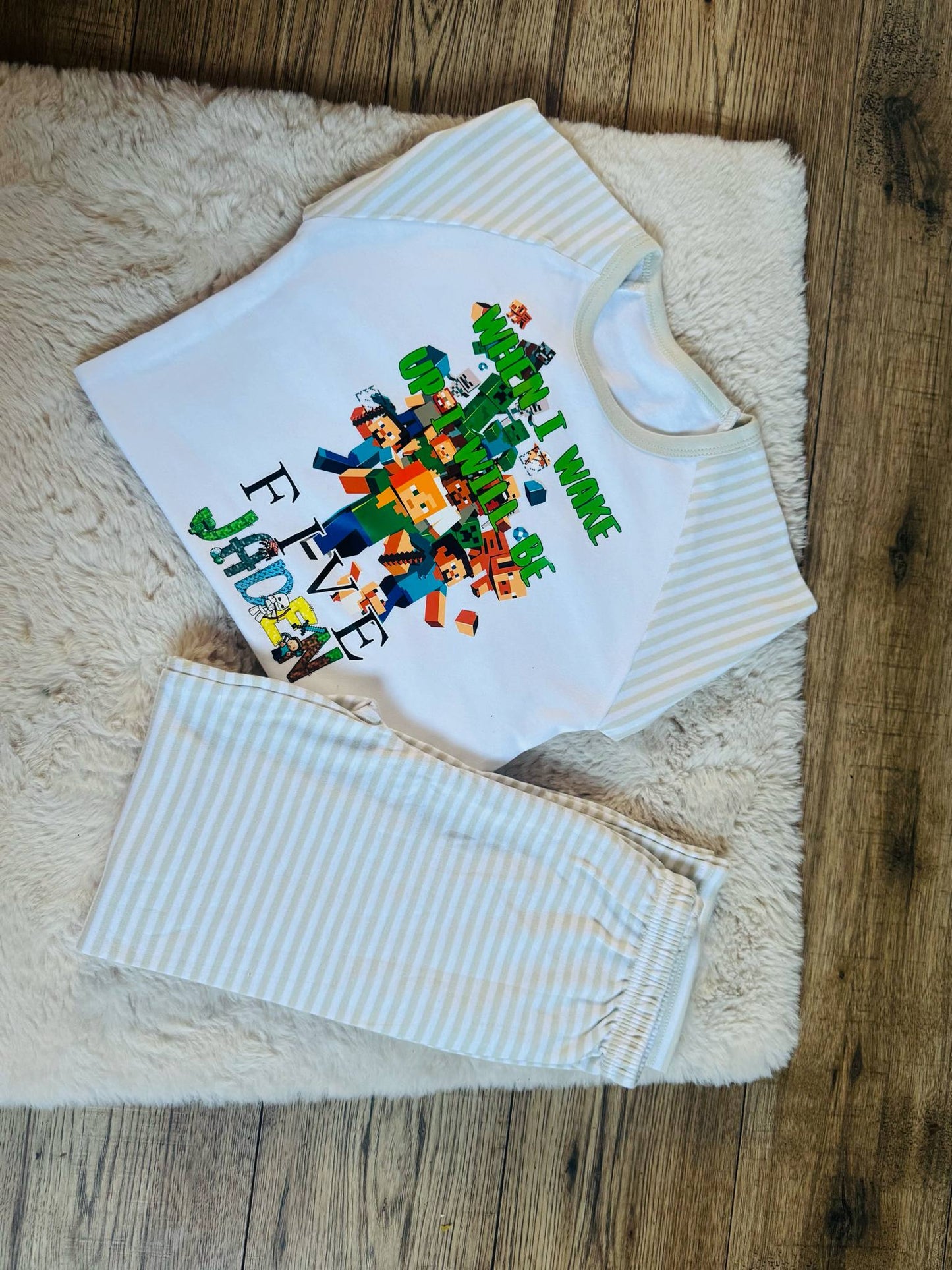 PERSONALISED MINECRAFT WHEN I WAKE UP BIRTHDAY PJS