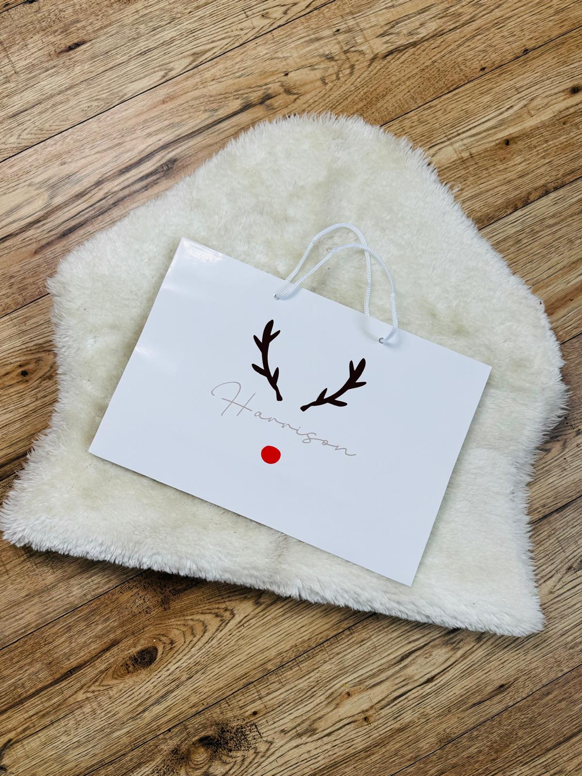 PERSONALISED REINDEER CHRISTMAS GIFT BAG