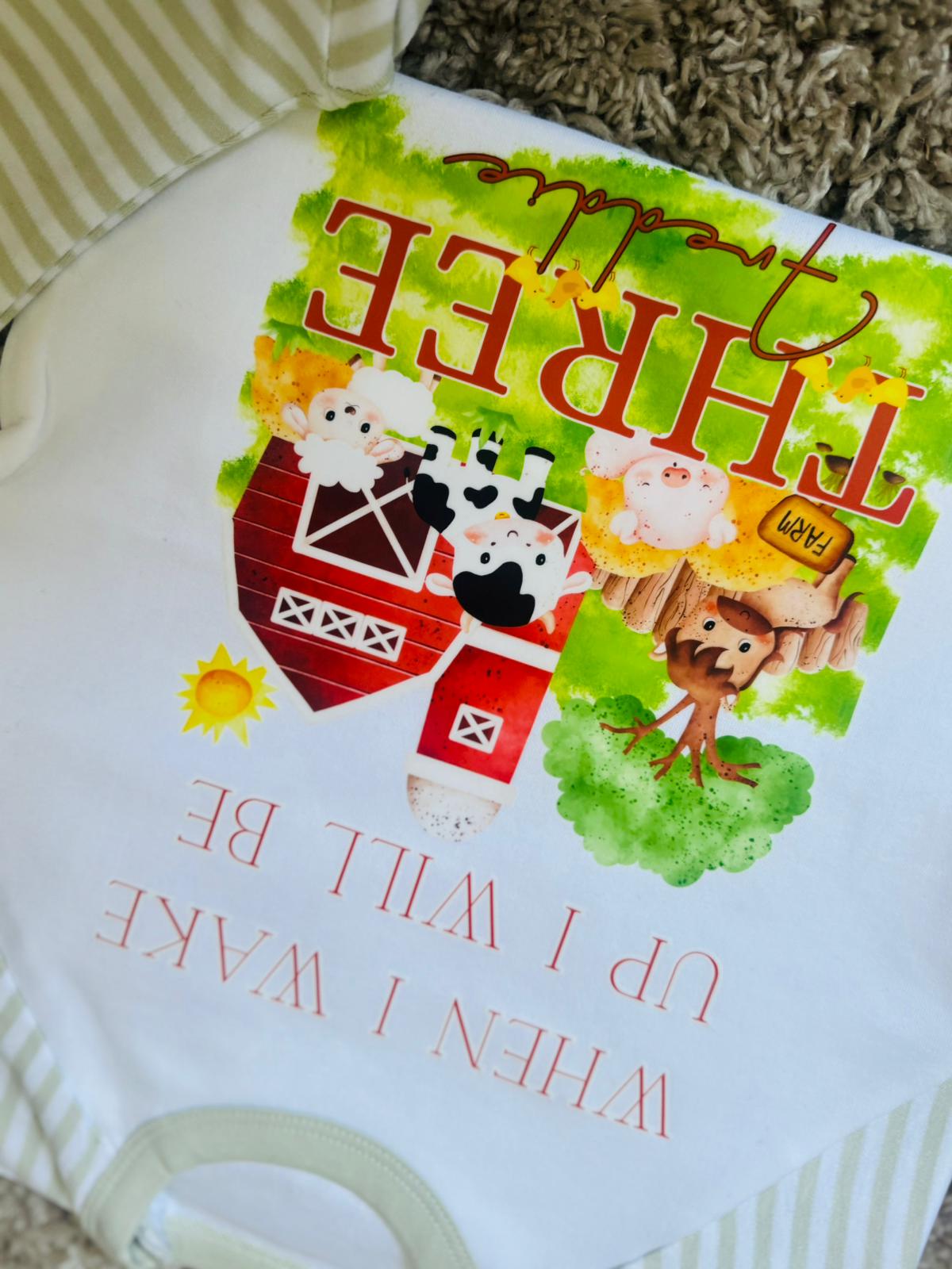 PERSONALISED FARM THEME BIRTHDAY PJS WHEN I WAKE UP