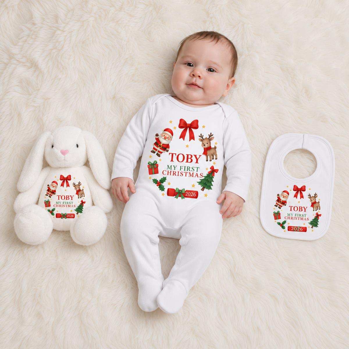 CHRISTMAS WREATH PERSONALISED BABY BUNDLE