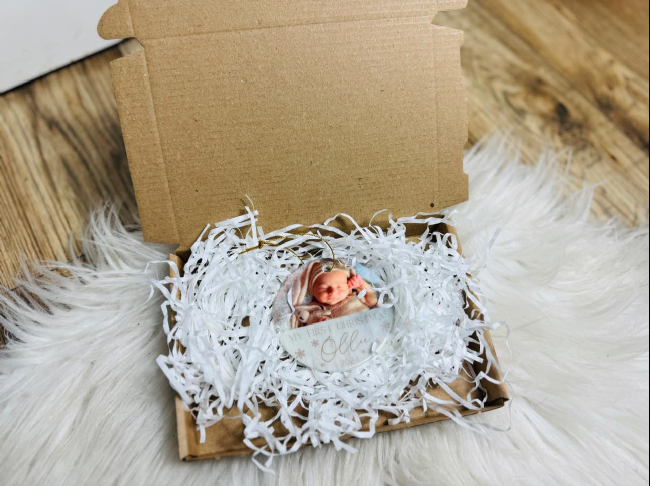 Baby's First Christmas Bauble - Personalised Photo Ornament - Custom Ceramic Tree Decoration - Newborn Xmas Gift - 2025 Keepsake