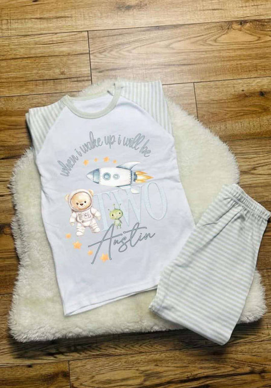 ASTRONAUT SPACE THEME STRIPE BIRTHDAY PJS