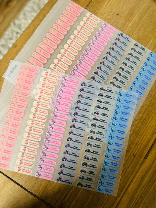 BACK TO SCHOOL IRON ON CLOTHES/LUNCHBOX LABELS PERSONALISED