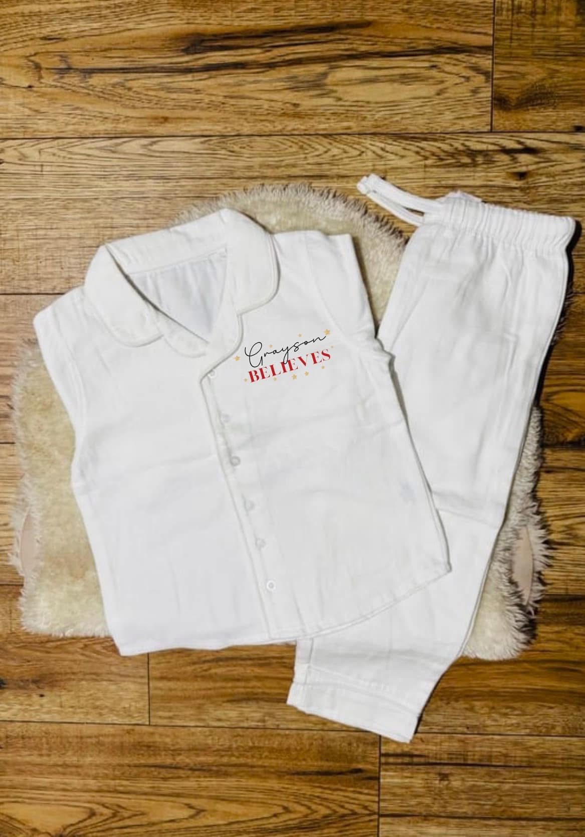 PERSOANLISED BELIEVES CHRISTMAS PJS