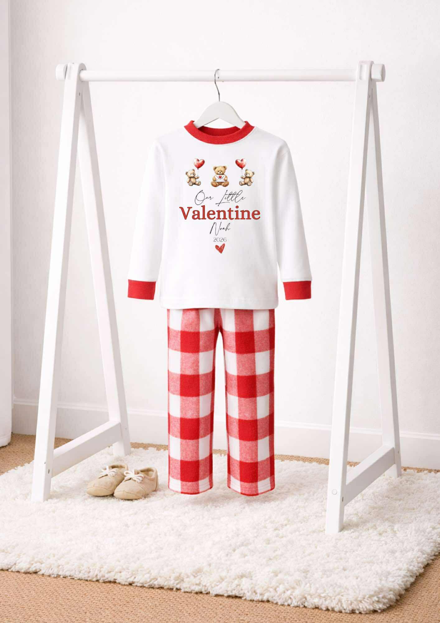 OUR LITTLE VALENTINE PERSONALISED PJS RED CHECK
