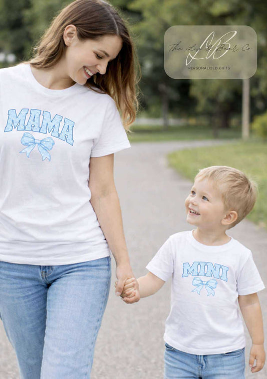 BLUE MAMA AND MINI MATCHING T-SHIRTS