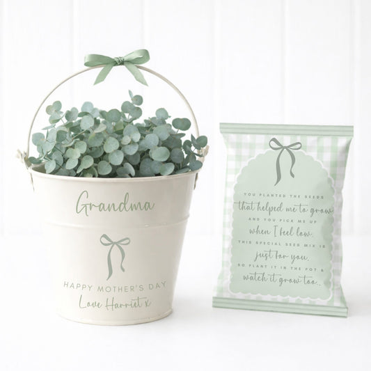 BOW THEME MOTHERS DAY PLANT POT AND SEED PACKET