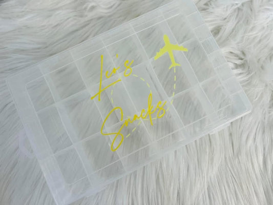 YELLOW PERSONALISE TRAVEL AIRPLANE SNACK BOXES