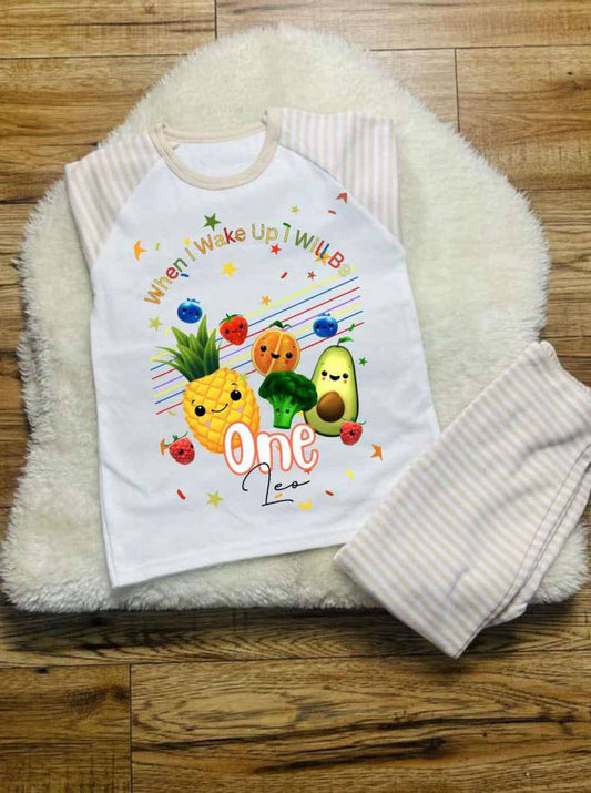 DANCING FRUIT STRIPE BIRTHDAY PJS