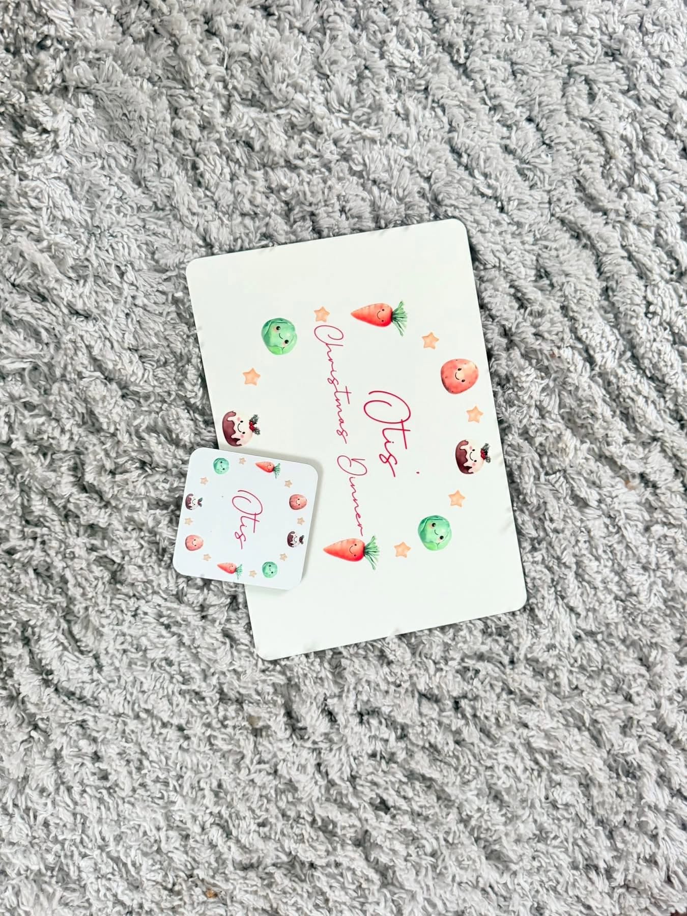 PERSONALISED CHRISTMAS DINNER, MY FIRST CHRISTMAS DINNER PLACE MAT AND COASTER