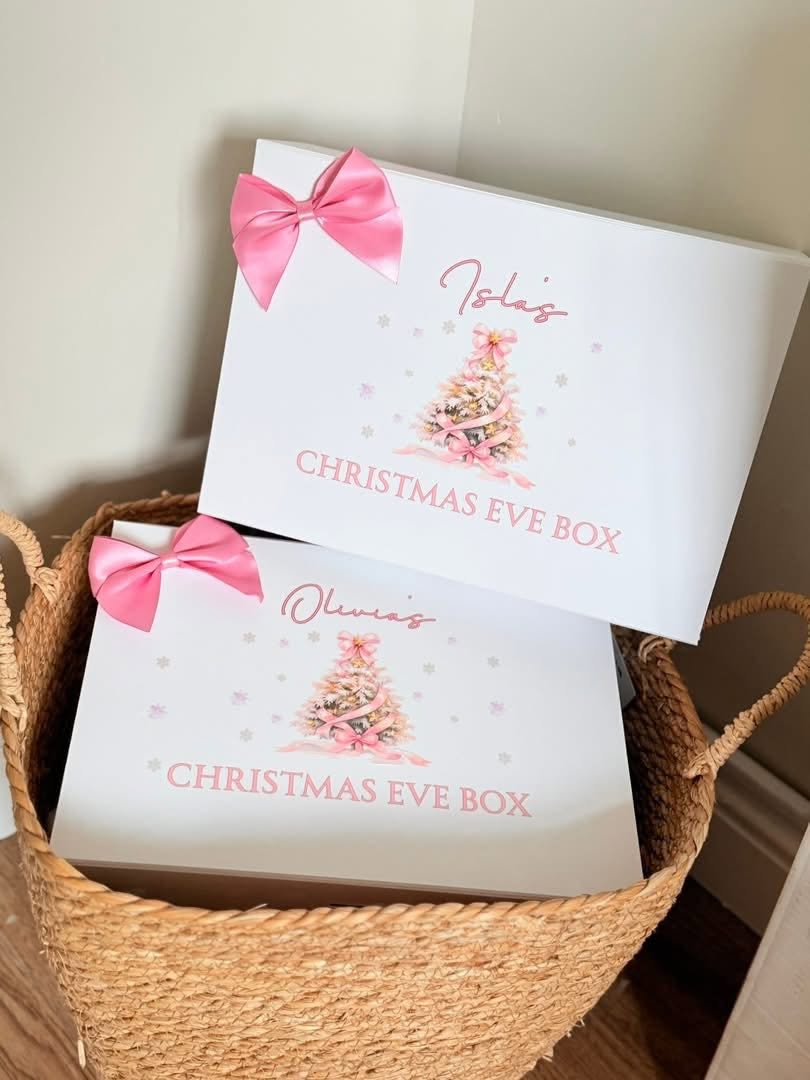 PERSONALISED PINK BOW CHRISTMAS EVE BOX