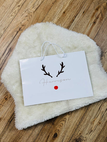PERSONALISED REINDEER CHRISTMAS GIFT BAG