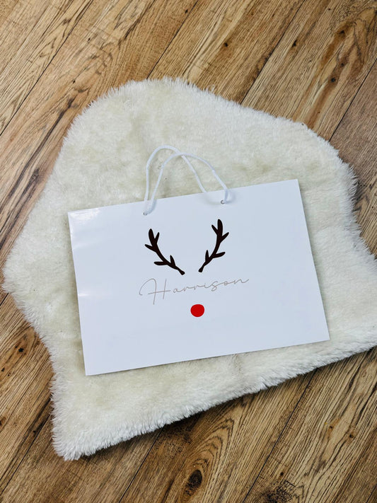PERSONALISED REINDEER CHRISTMAS GIFT BAG