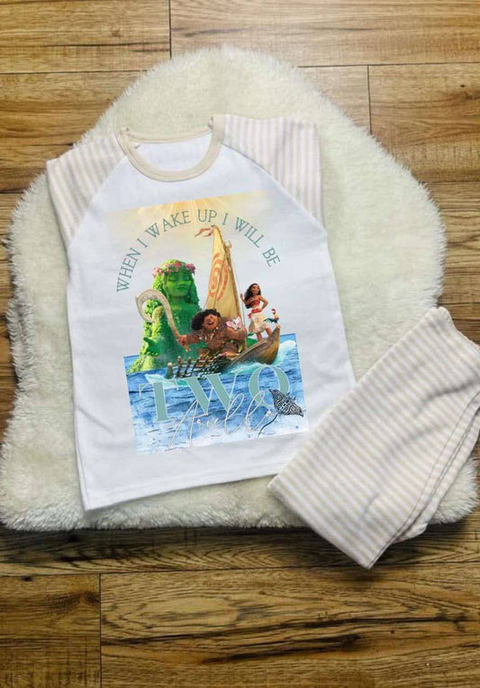 MOANA STRIPE BIRTHDAY PJS