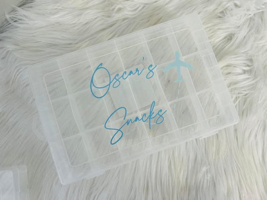 BLUE PERSONALISE TRAVEL AIRPLANE SNACK BOXES