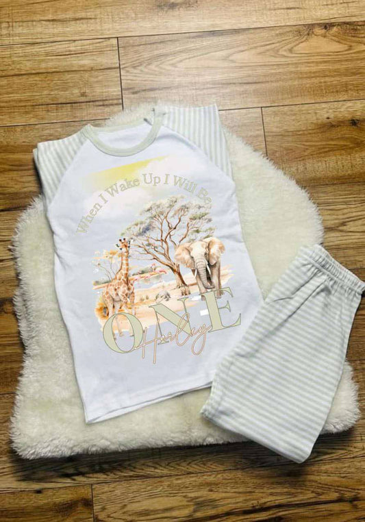 SAFARI COTTON PERSONALISED BIRTHDAY PJS