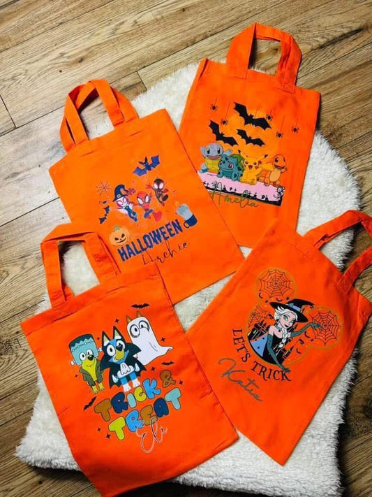 PERSONALISED ORANGE TRICK OR TREAT BAG