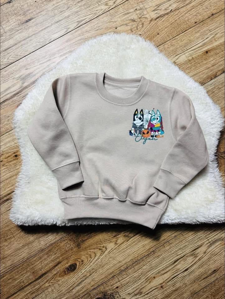 TRICK OR TREAT BLUE/ORANGE DOG THEME SWEATSHIRT