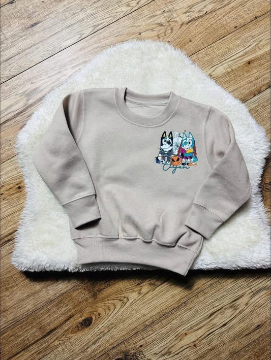 TRICK OR TREAT BLUE/ORANGE DOG THEME SWEATSHIRT