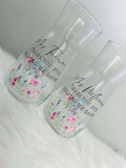 PERSONALISED TEACHER VASE THANK YOU FOR HELPING ME GROW