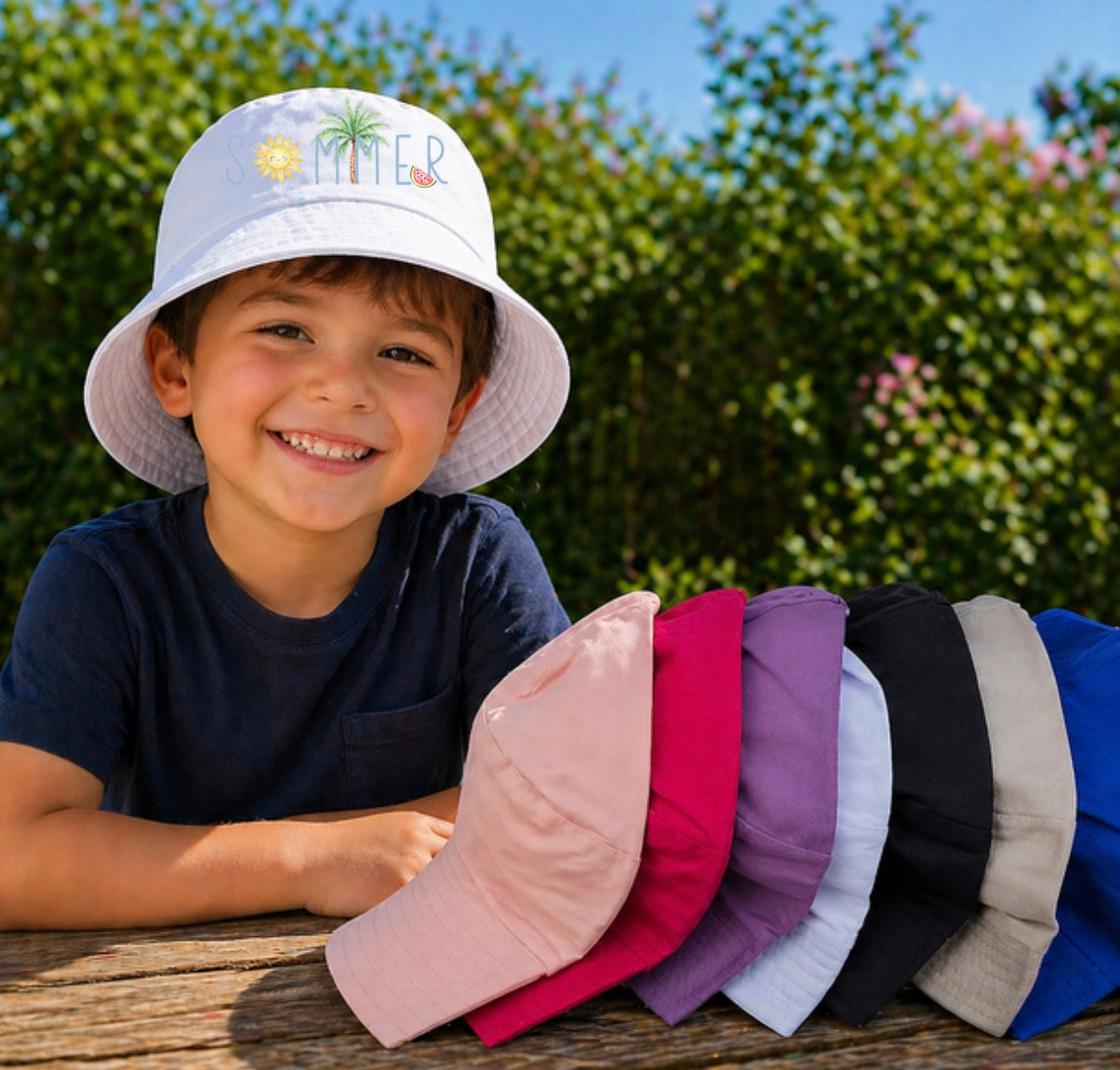 SUMMER THEME BUCKET HAT BLUE