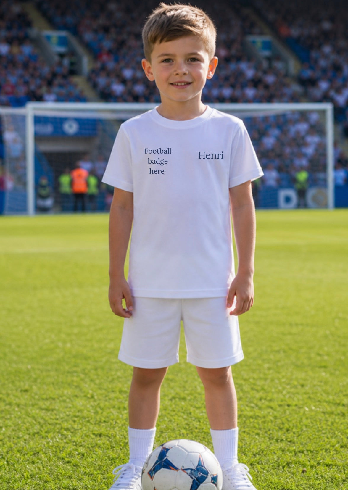PERSONALISED  FOOTBALL BADGE LOGO SHORT SET