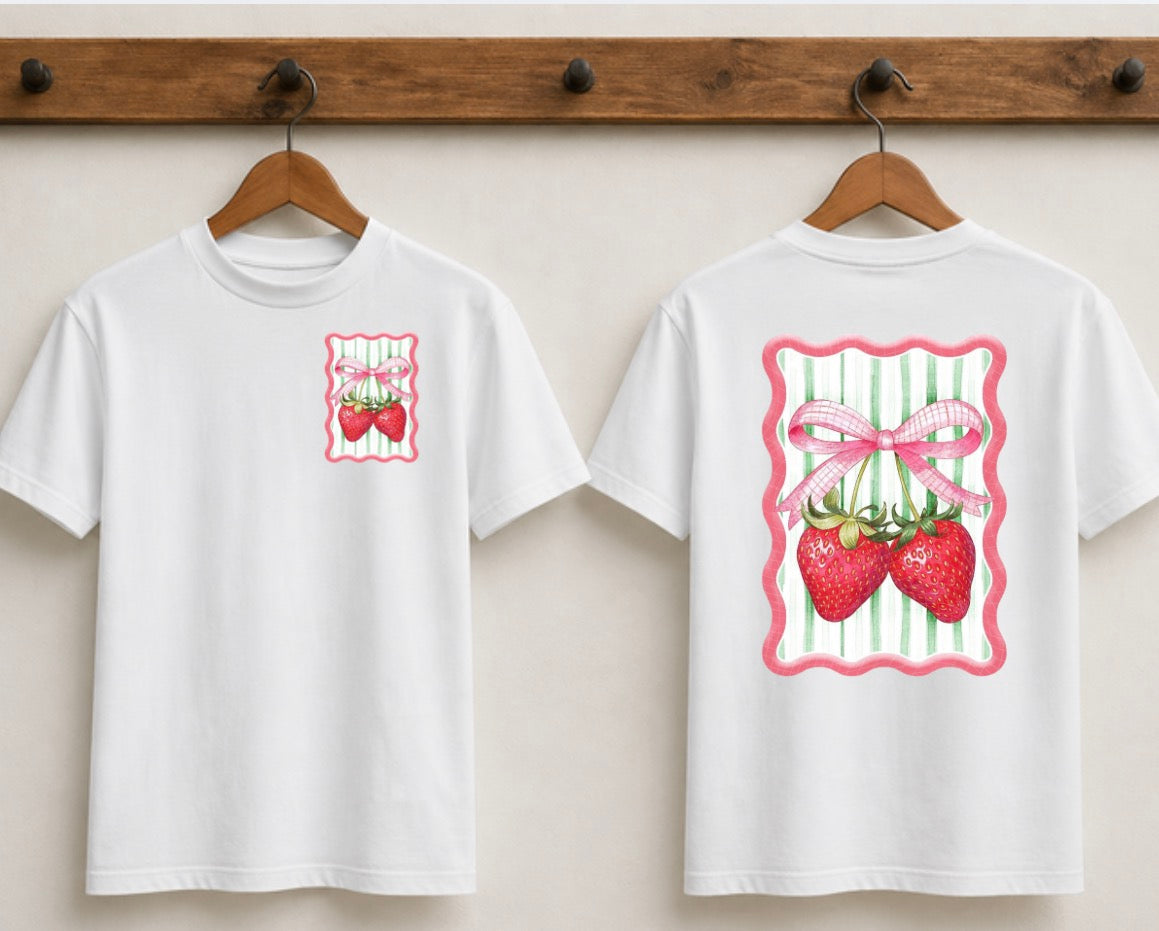 Retro strawberry bow tshirt