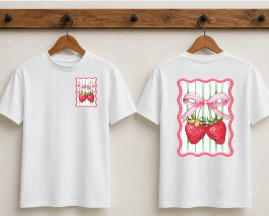 Retro strawberry bow tshirt