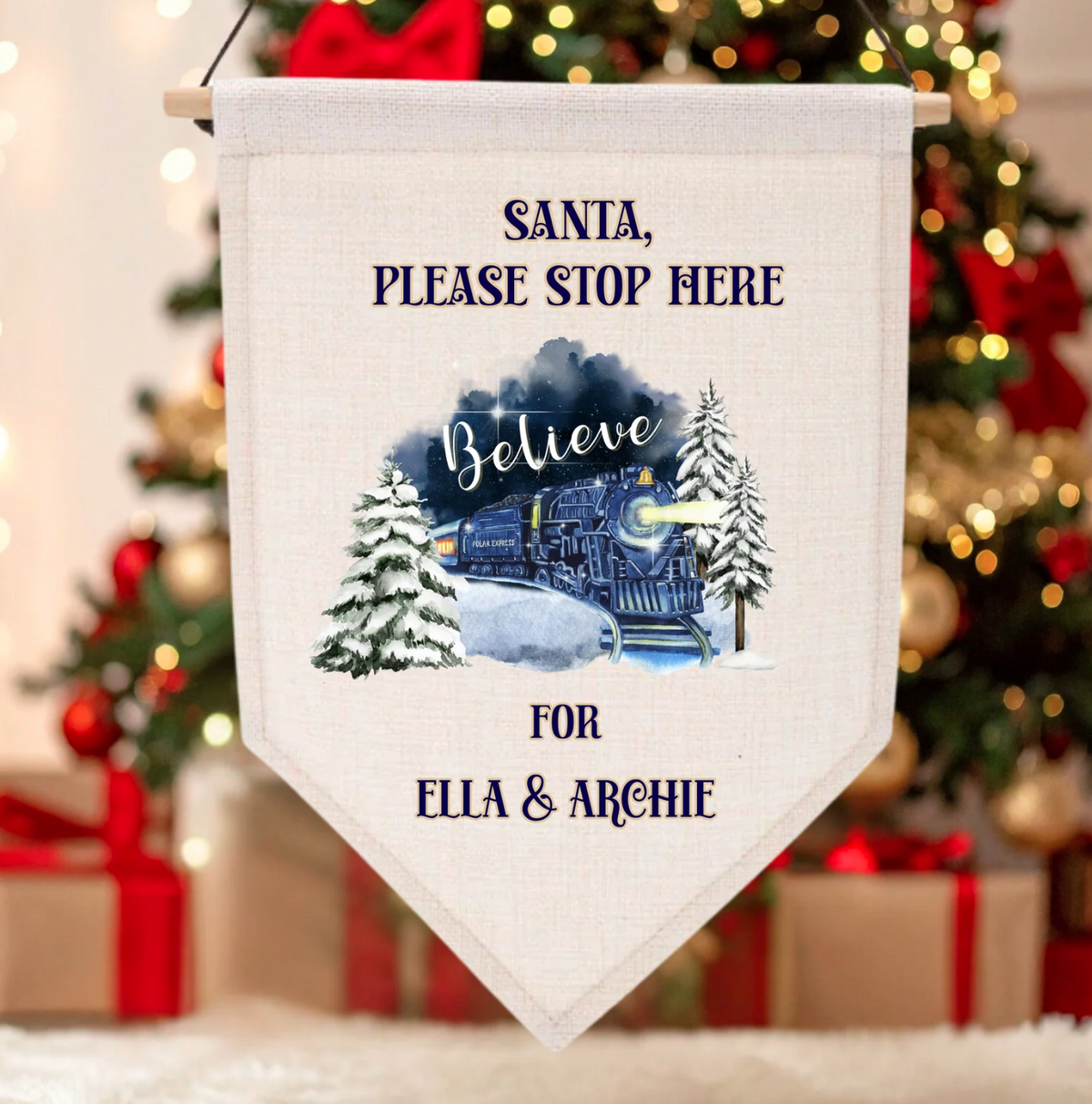 BELIEVES PERSONALISED SANTA STOP HERE SIGN