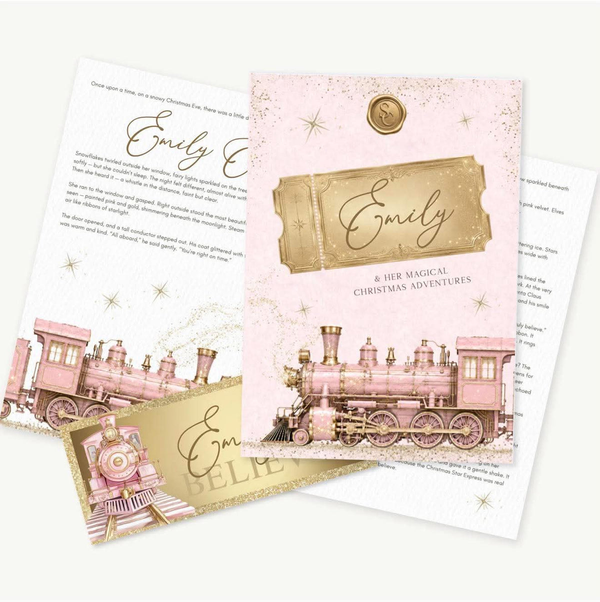 Pink express Christmas story and ticket personalised