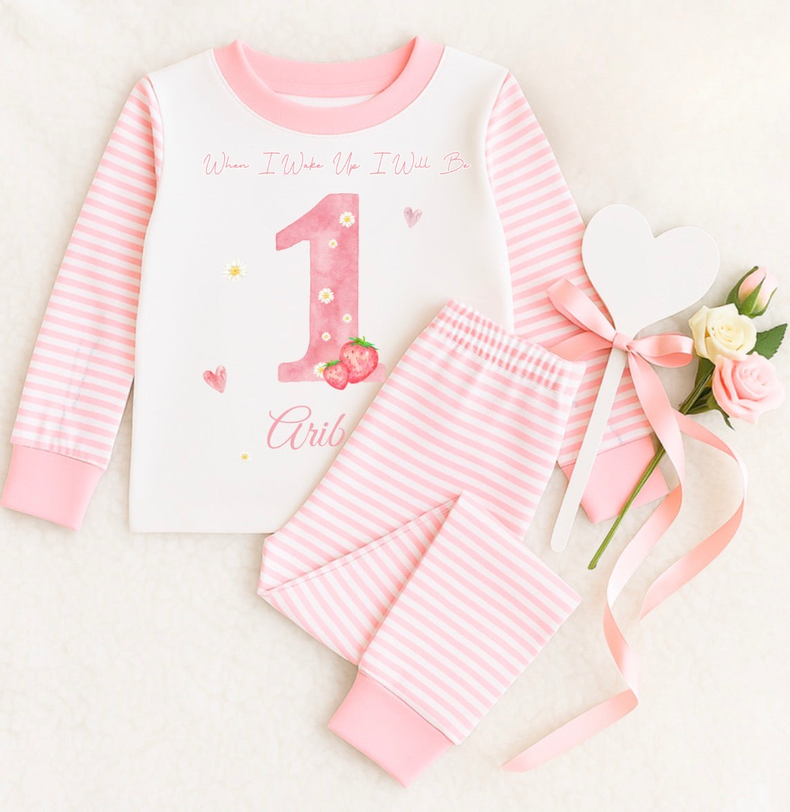 STRAWBERRY WATERCOLOR BIRTHDAY PJS DESIGN