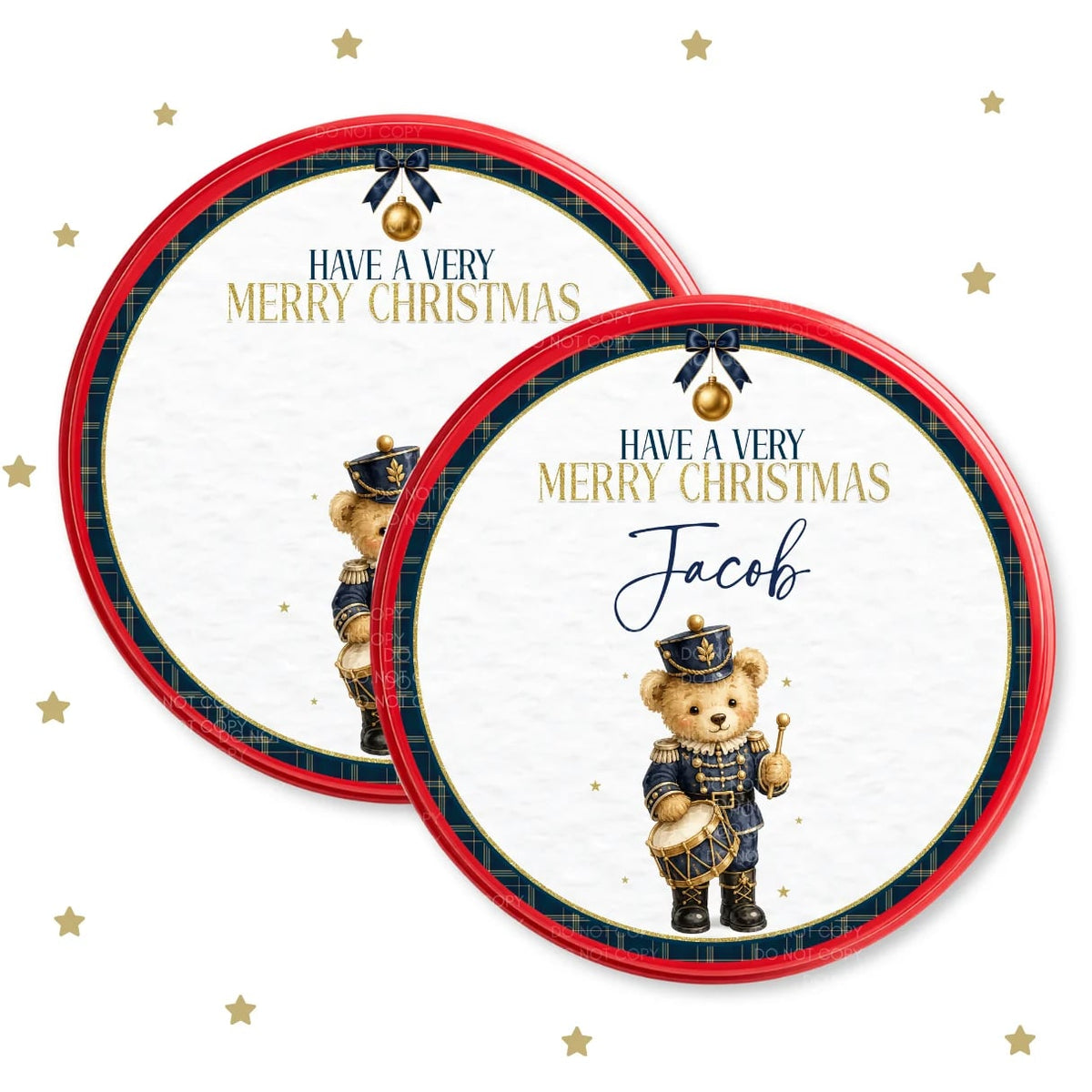 PERSONALISED BLUE NUTCRACKER BEAR CHOCOLATE TOPPER