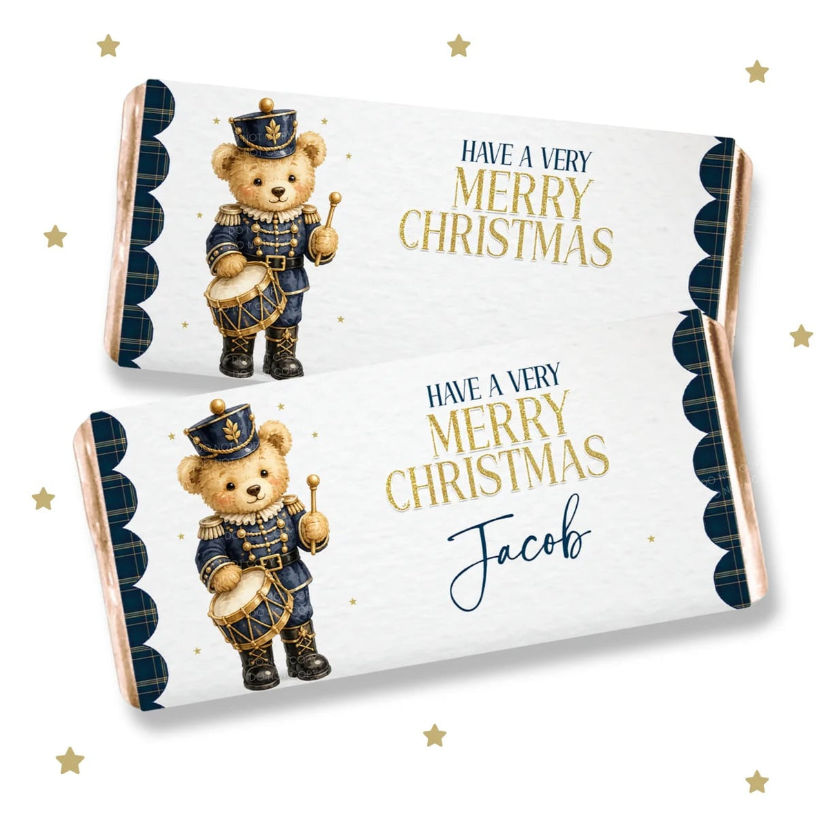 BLUE NUTCRACKER PERSONALISED CHOCOLATE BAR WRAPPER