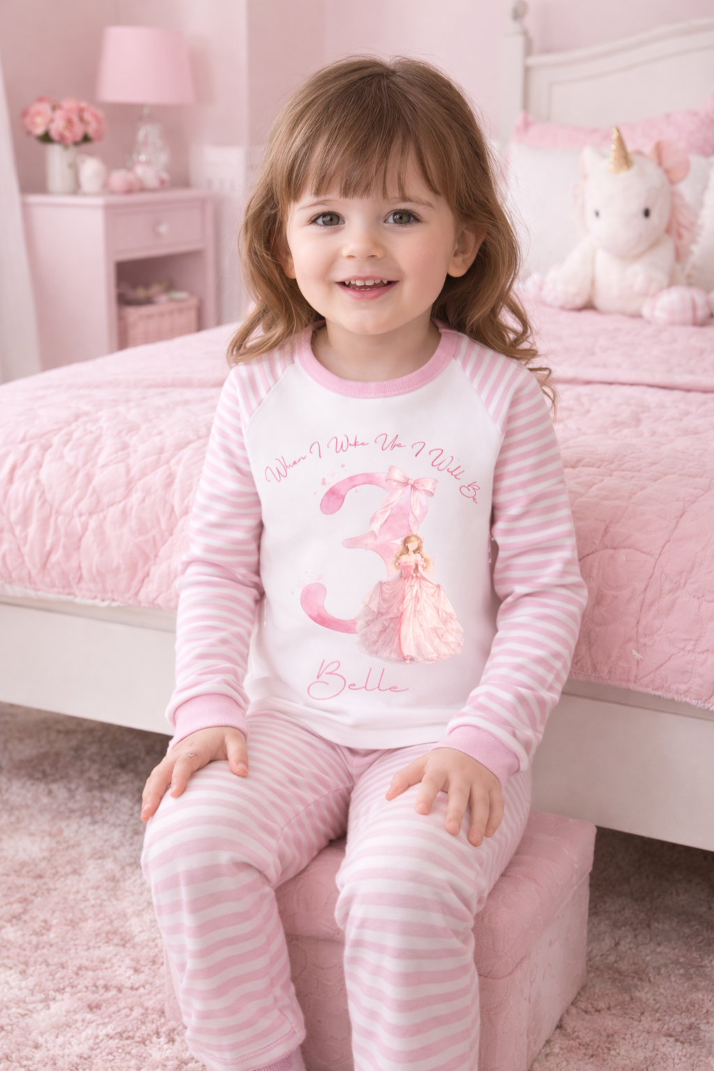 pink princess when i wake up birthdya pjs