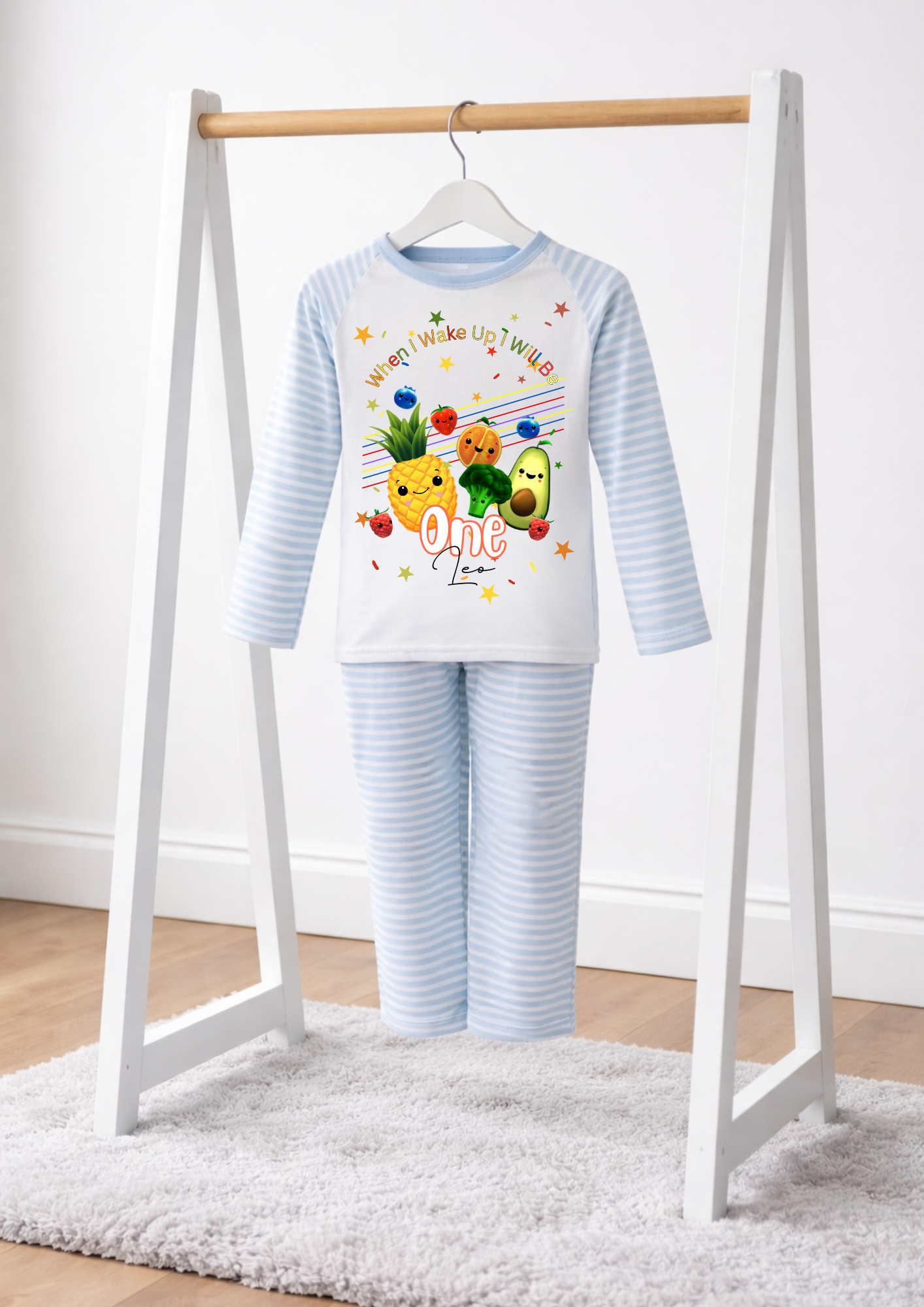 personalised fruit dancing when i wake up pjs