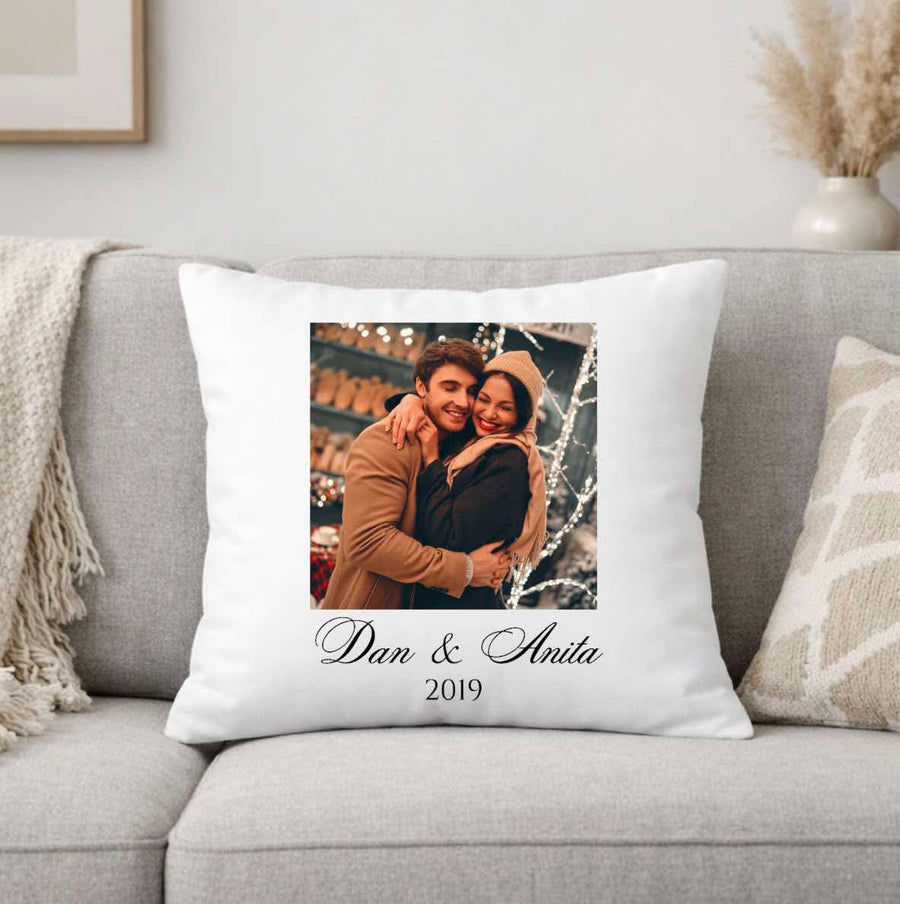 Personalised name and photo cushion cover